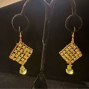 Vintage Gold geometric Mesh Dangle Earrings